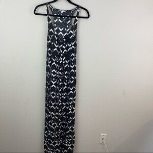 Volcom Black & White Racer Back Chevron Stripe Maxi Dress Front Snaps Small